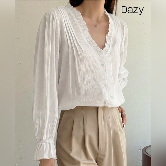 NEW White Flounce Long Sleeve XS/S - Picture 4 of 5